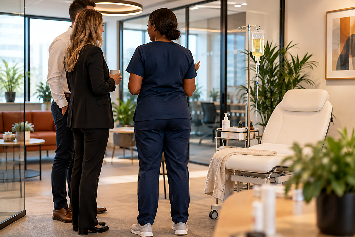 On-site corporate wellness programme delivered by J Artistry Clinic in a Coventry workplace