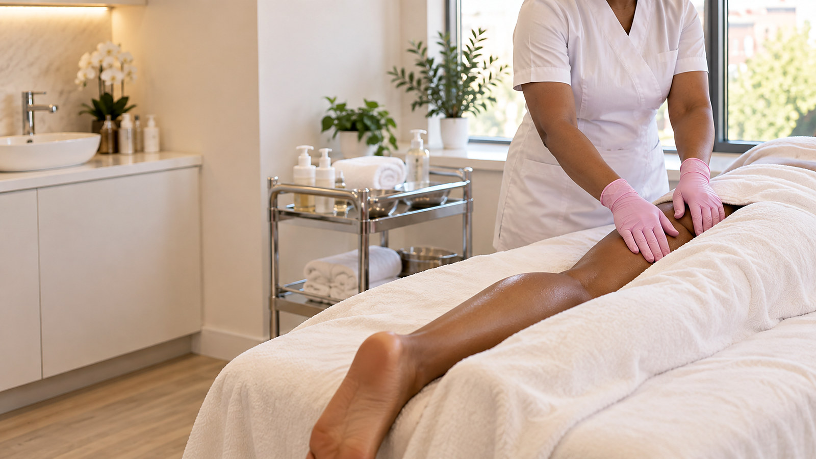 Full body lymphatic drainage massage session at J Artistry Clinic in Coventry