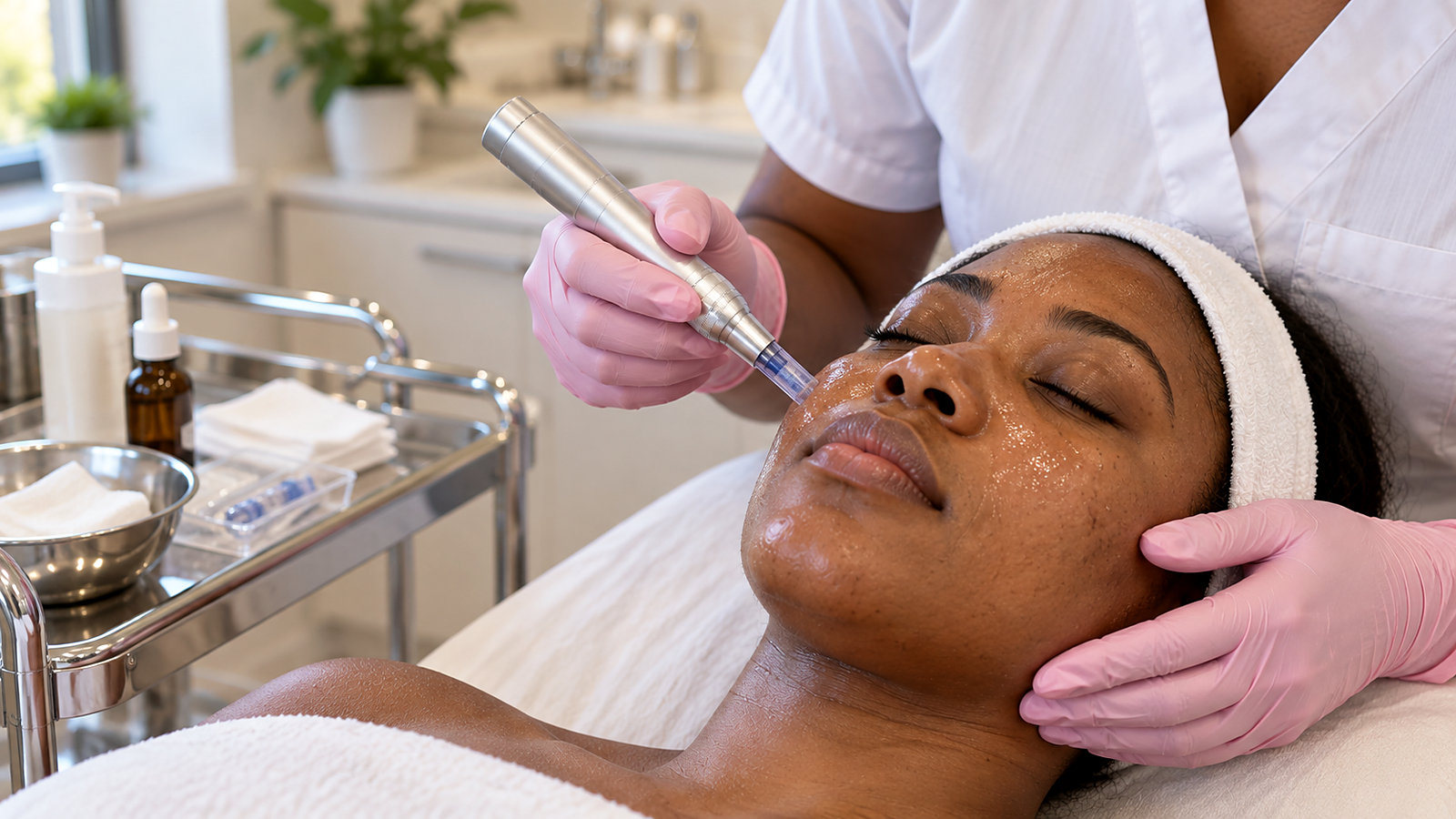 Professional microneedling treatment being carried out at J Artistry Clinic in Coventry